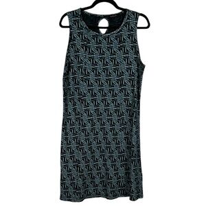 Fresh Produce Beach Casual Floral Geometric Cotton Sleeveless Dress Medium Blue